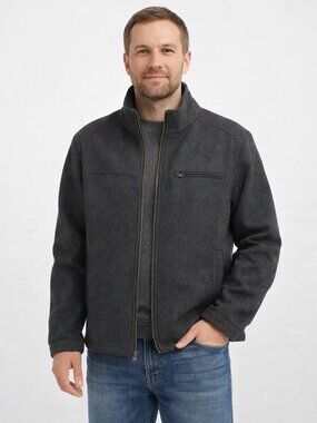 Structure Jacket Wool Blend Mens Gray Outerwear Full Zip Collar Pockets sz L
